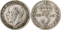 Großbritannien 3 Pence George V, S+, Silber, KM:813 -