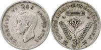 Südafrika 3 Pence George VI, SS, Silber, KM:26 -