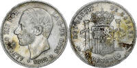 Spanien 5 Pesetas Alfonso XII, Madrid, Silber, SS, KM:688 -