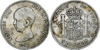 Spanien 5 Pesetas Alfonso XIII, Madrid, Silber, S+, KM:689 -