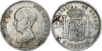 Spanien 5 Pesetas Alfonso XIII, Madrid, Silber, S+, KM:689 -