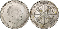 Spanien 100 Pesetas Caudillo and regent, Madrid, Silber, VZ, KM:797 -