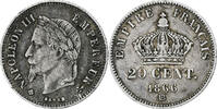 Frankreich 20 Centimes Napoleon III, Strasbourg, Silber, SS -