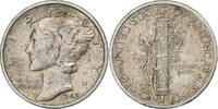 Vereinigte Staaten Dime Mercury Dime, U.S. Mint, Silber, SS+, KM:140 -