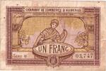 Frankreich 1 Franc Aubenas, 1921-12-19, Série 9, S, Pirot:14-2 -