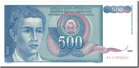 Jugoslawien 500 Dinara Geldschein, 1990-03-01, KM:106, UNZ -