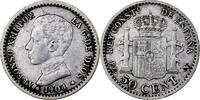 Spanien 50 Centimos Alfonso XIII, Madrid, Silber, VZ, KM:723 -