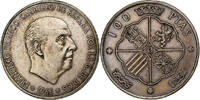Spanien 100 Pesetas Caudillo and regent, Madrid, Silber, VZ, KM:797 -
