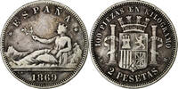 Spanien 2 Pesetas Provisional Government, Madrid, Silber, SS+, KM:654 -