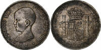 Spanien 5 Pesetas Alfonso XIII, Madrid, Silber, S+, KM:689 -