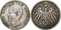 Deutsch Staaten 2 Mark BAVARIA, Otto, Munich, Silber, S+, KM:913 -