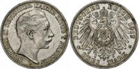 Deutsch Staaten 3 Mark PRUSSIA, Wilhelm II, Berlin, Silber, SS+, KM:527 -