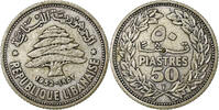 Lebanon 50 Piastres Utrecht, Silber, SS, KM:17 -