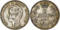 Serbien 2 Dinara Alexander I, Silber, SS, KM:22 -