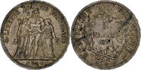 Frankreich 5 Francs Hercule, Paris, Silber, SS, KM:820.1 -