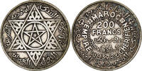 Marokko 200 Francs Mohammed V, Paris, Silber, SS, KM:53 -