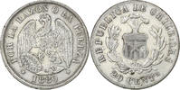 Chile 20 Centavos Santiago, Silber, SS, KM:138.2 -