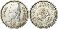 Ägypten 2 Piastres Farouk, British Royal Mint, Silber, SS -