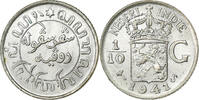 Dutch East Indies 1/10 Gulden NETHERLANDS EAST INDIES, Wilhelmina I, San Francisco, Silber -