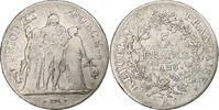Frankreich 5 Francs Union et Force, Paris, Silber, S, KM:639.1 -