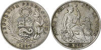 Peru 1/2 Sol Lima, Silber, SS, KM:216 -