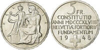 Schweiz 5 Francs Bern, Silber, SS, KM:48 -