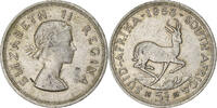 Südafrika 5 Shillings Elizabeth II, Pretoria, Silber, S+, KM:52 -