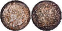 Frankreich 50 Centimes Napoleon III, Napoléon III, Paris, Silber, VZ -