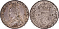 Großbritannien 3 Pence Victoria, Silber, VZ, KM:758 -
