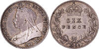 United Kingdom 6 Pence Victoria, Silber, SS+, KM:779 -