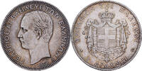 Griechenland 5 Drachmai George I, Paris, Silber, SS, KM:46 -