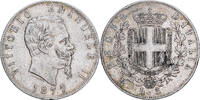 Italien 5 Lire Vittorio Emanuele II, Rome, Silber, S+, KM:8.4 -