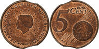 Niederlande 5 Euro Cent Beatrix, Utrecht, error double clip, SS+, Copper -