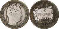 Frankreich 2 Francs Louis-Philippe, Rouen, Silber, SGE+, KM:743.2 -