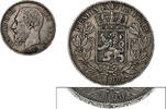 Belgien 5 Francs, 5 Frank Leopold II, Brussels, Edge B, Silber, S+ -
