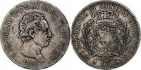 Italien Staaten 5 Lire SARDINIA, Carlo Felice, Torino, Silber, S+ -
