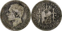 Spanien Peseta Alfonso XII, Silber, S, KM:686 -