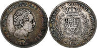 Italien Staaten 5 Lire SARDINIA, Carlo Felice, Genoa, Silber, S+ -