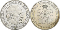 Monaco 100 Francs Rainier III, Paris, Silber, VZ, Gadoury:MC 166, KM:175 -