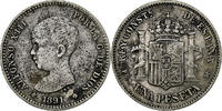 Spanien Peseta Alfonso XIII, Madrid, Silber, S+, KM:691 -