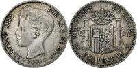 Spanien Peseta Alfonso XIII, Silber, S+, KM:706 -