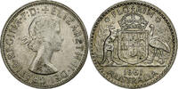 Australien Florin Elizabeth II, Melbourne, Silber, VZ, KM:60 -