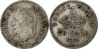 Frankreich 20 Centimes Napoléon III, Paris, Silber, SS, Gadoury:309 -