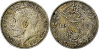Großbritannien 3 Pence George V, Silber, SS+, KM:813 -
