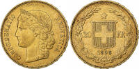 Schweiz 20 Francs 1896 B Bern, Gold, SS, KM:31.3