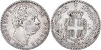 Italien 2 Lire Umberto I, Rome, Silber, SS, KM:23 -