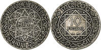 Marokko 10 Francs Mohammed V, Paris, Silber, S+, KM:38 -