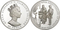 Falkland Islands 50 Pence Elizabeth II, Pobjoy Mint, PP, Silber, STGL -