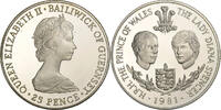 Guernsey 25 Pence Elizabeth II, PP, Silber, STGL, KM:36a -