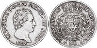 Italien Staaten 5 Lire SARDINIA, Carlo Felice, Genoa, Silber, SS -